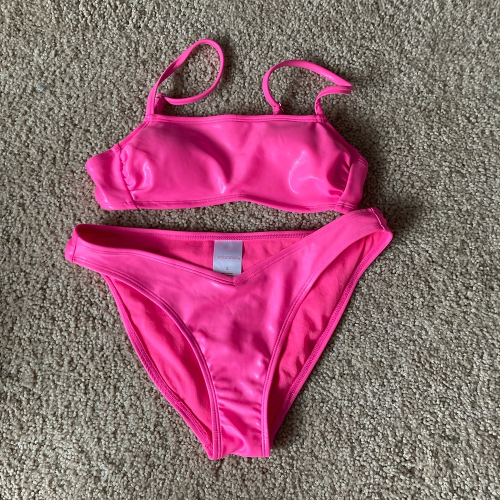 Shiny hot pink xhilaration bikini set target